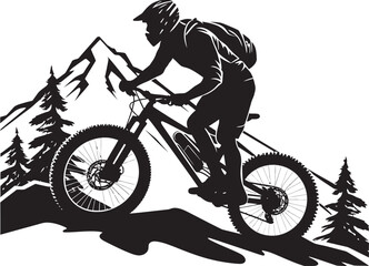 Fototapeta na wymiar Peak Plunge Black Icon Graphics Speed Demon Downhill Biking Emblem