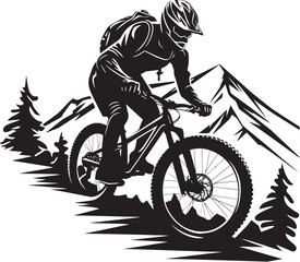 Naklejka premium Trailblazer Triumph Vector Downhill Logo Alpine Ascent Black Bike Icon