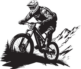 Speed Demon Black Logo Design Thrill Rider Downhill Biker Icon