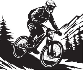 Naklejka premium Rush Rider Downhill Mountain Biker Icon Edge Expedition Iconic Bike Emblem