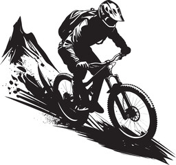 Peak Plunge Iconic Downhill Emblem Gravity Glide Vector Mountain Biker Graphics