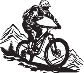 Trail Titan Iconic Downhill Emblem Slope Surge Vector Mountain Biker Logo
