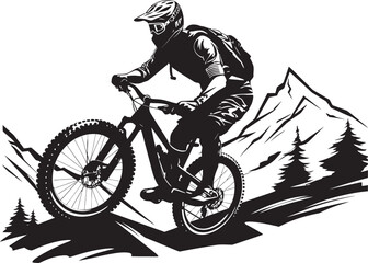 Slope Surge Vector Mountain Biker Logo Wild Ride Black Bike Graphics