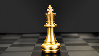 Gold king chess piece stand on black background (Concept for leadership, unique)