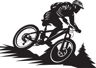 Fototapeta premium Peak Pursuit Iconic Mountain Biking Design Trailblazer Triumph Vector Bike Logo