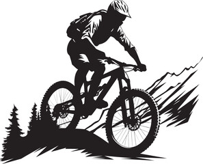 Extreme Expedition Iconic Bike Emblem Vertigo Venture Vector Mountain Biker