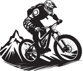 Peak Plunge Iconic Downhill Biker Design Speed Demon Vector Mountain Bike Icon