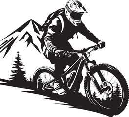 Rush Rider Iconic Downhill Biking Emblem Gravity Glide Vector Bike Logo