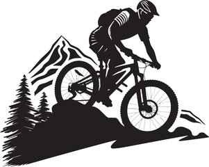 Naklejka premium Trailblazer Iconic Downhill Biking Design Velocity Vista Mountain Biker Vector Graphics