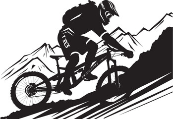 Extreme Descent Iconic Emblem Graphics Thrill Rider Vector Mountain Bike Logo