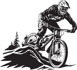 Rush Rider Iconic Downhill Emblem Gravity Glide Vector Bike Icon