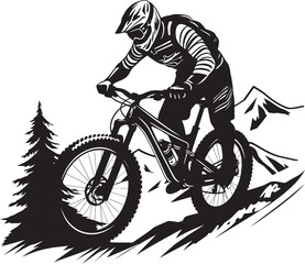 Steep Slope Surge Iconic Downhill Logo Wild Ride Vector Bike Emblem