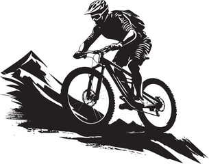 Summit Sprinter Iconic Downhill Biking Icon Brave Descent Vector Bike Logo