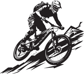 Thrill Rider Vector Biking Emblem Alpine Ascent Black Downhill Bike Icon