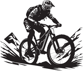 Trail Titan Iconic Bike Design Alpine Ascent Vector Mountain Biker Logo