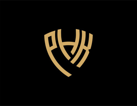 PHK creative letter shield logo design vector icon illustration