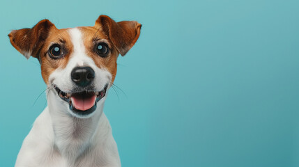 Cheerful Jack Russell Terrier on a Vibrant Blue Background