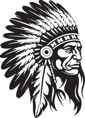 Spiritual Heritage Chief Logo Graphics Tribal Valor Black Emblem Icon