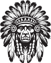 Warrior Wisdom Chief Emblem Design Tribal Legacy Black Chief Graphics