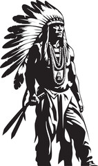 Wisdom Keeper Black Native Emblem Ancient Valor Iconic Chief Logo