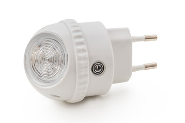 electric plug with twilight photocell courtesy light. interior light. isolated white background