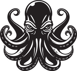 Aquatic Majesty Black Octopus Icon Squid Sovereign Iconic Emblem Vector