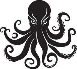 Maritime Monarch Black Logo Emblem Inkwell Insight Iconic Octopus Design