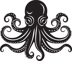 Maritime Monarch Vector Octopus Graphics Inkwell Insight Black Emblem Vector
