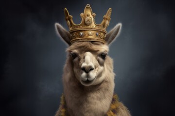 Fototapeta na wymiar a king alpaca in his crown being self proud