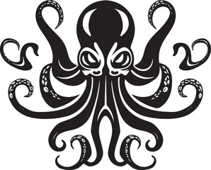 Inkwell Innovator Black Logo Design Oceanic Overture Octopus Emblem Design