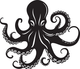 Mystic Marine Vector Octopus Emblem Inkwell Innovator Black Logo Design