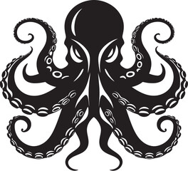 Submerged Sovereignty Black Logo Design Nautical Nexus Octopus Icon Emblem