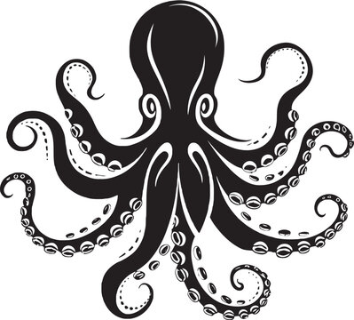 Inky Impulse Octopus Icon Vector Tide Keeper Black Emblem Graphics