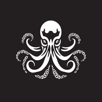 Tentacle Titan Vector Logo Design Tidal Tyrant Black Octopus Emblem