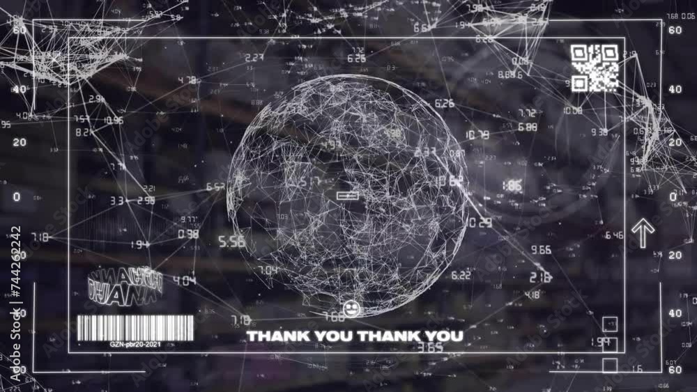 Poster animation of globe nd data processing over screen