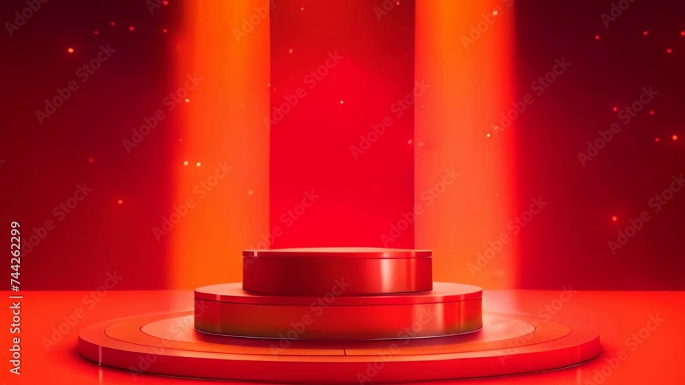 Poster red podium with background red light generative ai