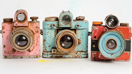 Film cameras popular in the past - obrazy, fototapety, plakaty