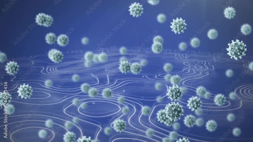 Aufkleber animation of covid 19 virus cells and data processing