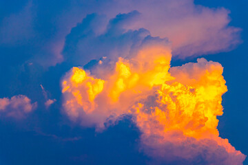 Extremely beautiful golden colorful sunrise sunset with colorful clouds Thailand.