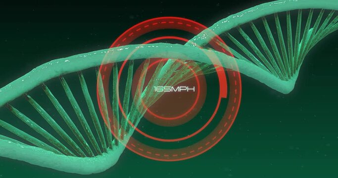 Animation of dna strand and data processing over scope