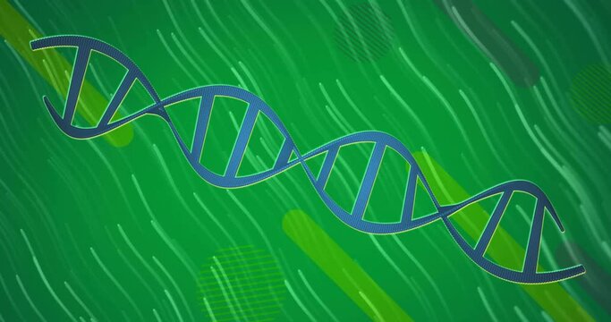 Animation of dna strand and data processing over glowing light trails