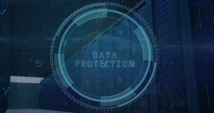 Animation of data protection text and data processing over computer servers