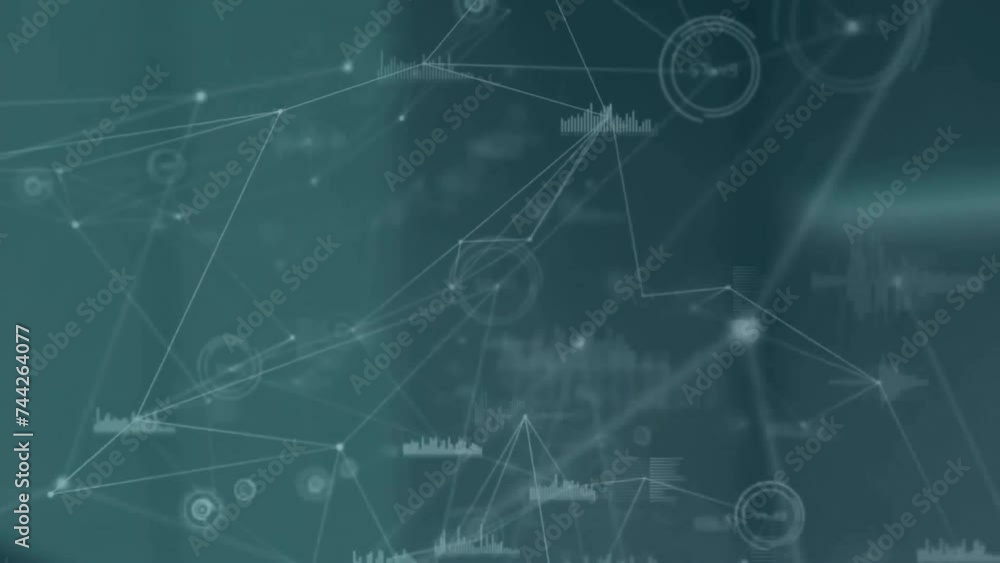 Poster animation of network of connections and data processing