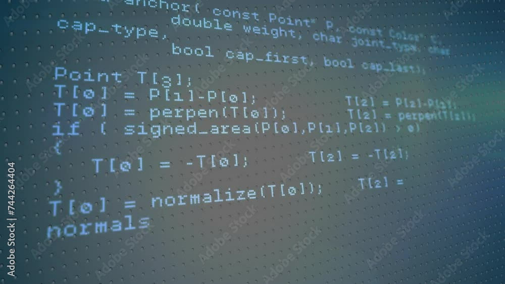 Poster animation of digital data processing over dark background