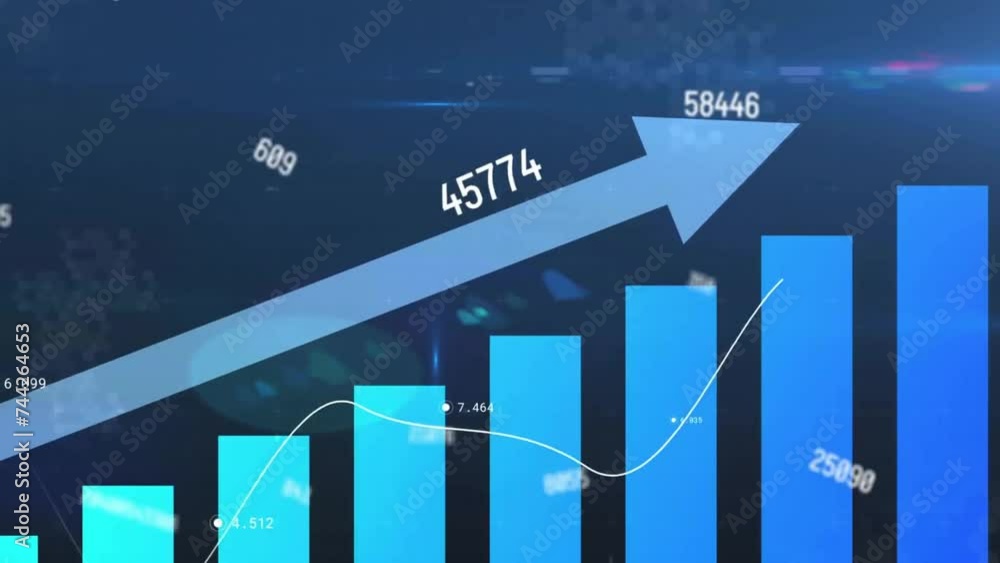 Aufkleber animation of financial data processing on black background