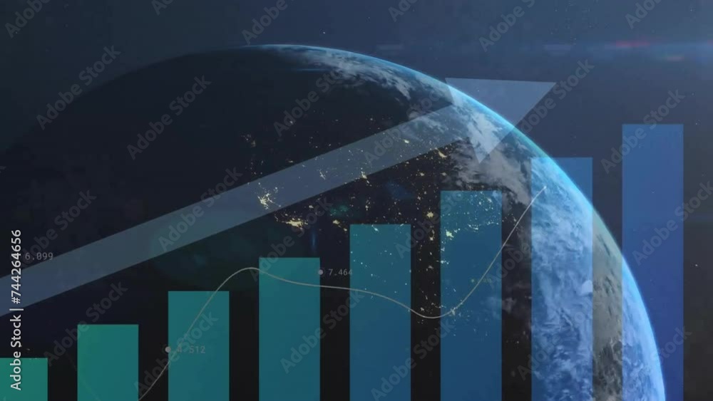 Canvas Prints Animation of financial data processing over globe