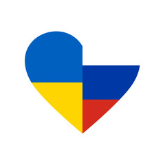 Russian and Ukrainian flag heart shape