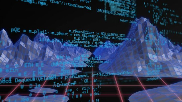 Animation of digital data processing and metaverse over black background