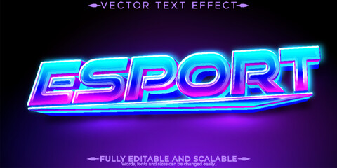 Esport logo text effect, editable gamer and neon font style