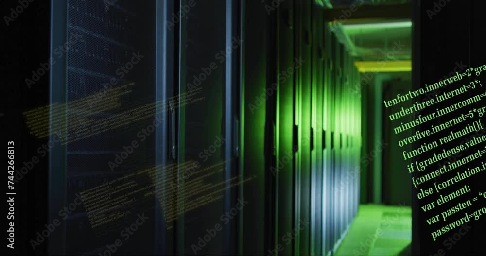 Poster animation of digital data processing over computer servers